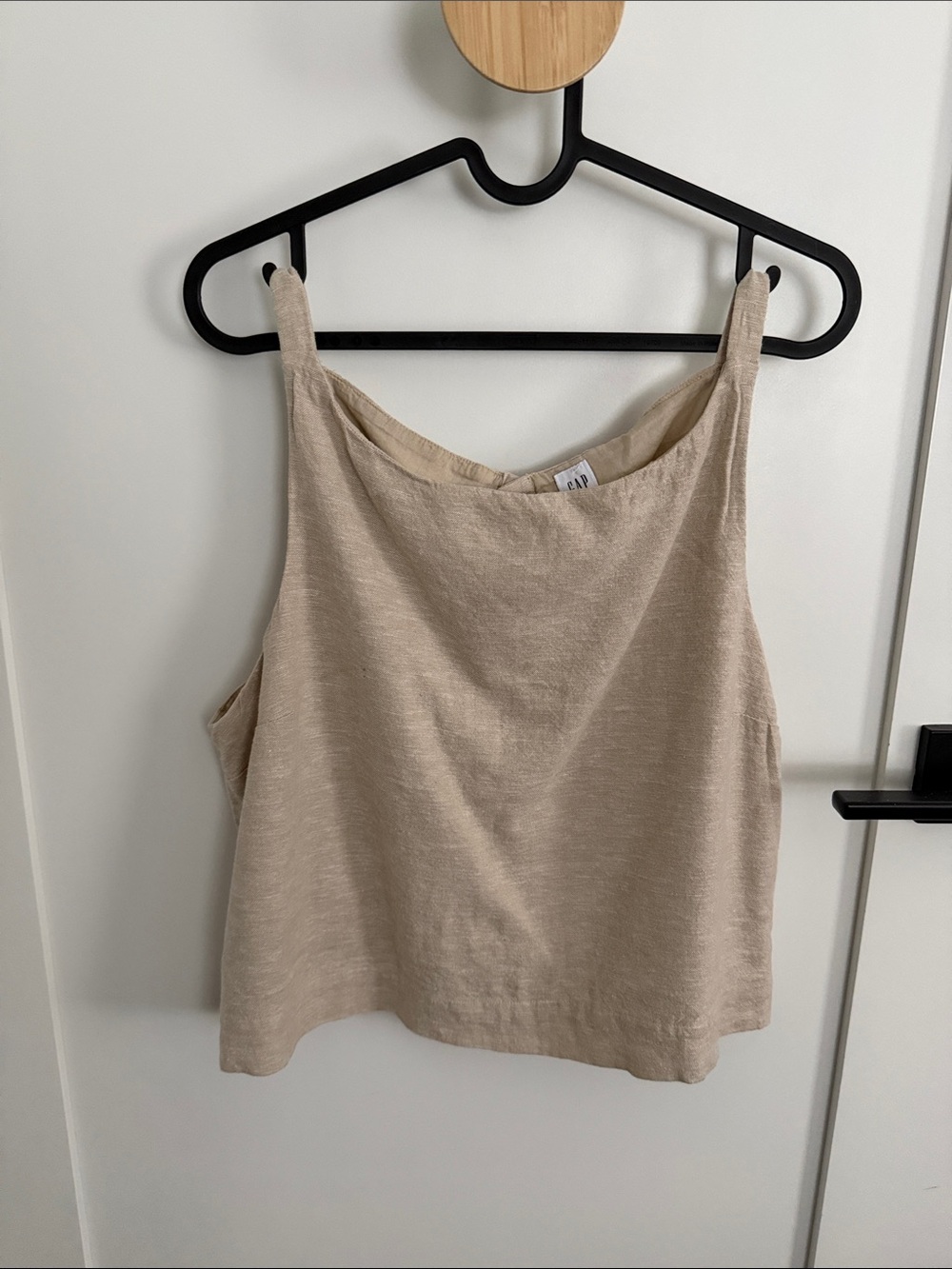 GAP Neutral Beige Linen-Blend Tank Top